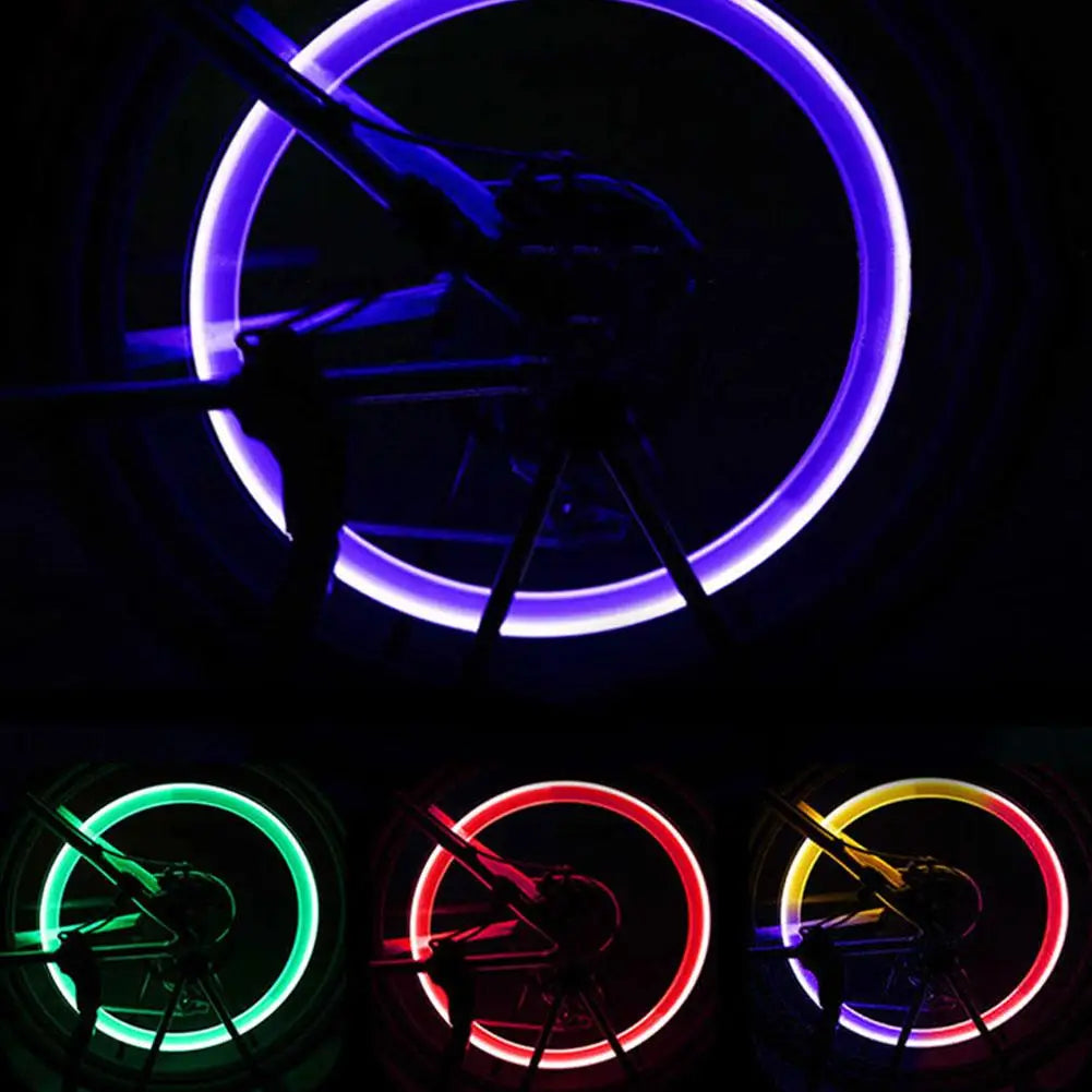 2pcs Car Wheel LED Flash Lights Tire Nozzle Valve Caps Luminous Warning Decorative Lamp Car Motorcycle Bike Wheel Accessories