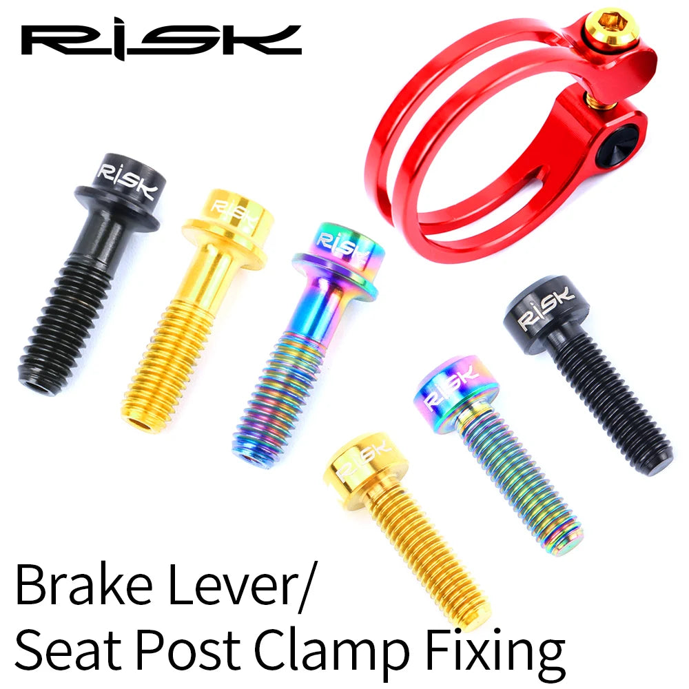 RISK 2PCS M5x18mm Bicycle Seat Post Clamp Screws Titanium Ti MTB Road Bike Brake Lever Fixing Bolts Front Derailleur Clip Screws