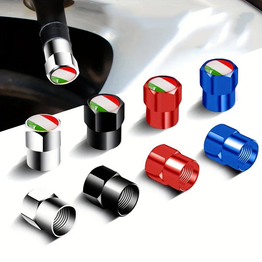 4PCS Italy Flag Car Wheel Tire Valve Caps Tyre Stem For Fiat Volkswagen Toyota Ford Peugwot Dacia Audi Jeep BMW Renault