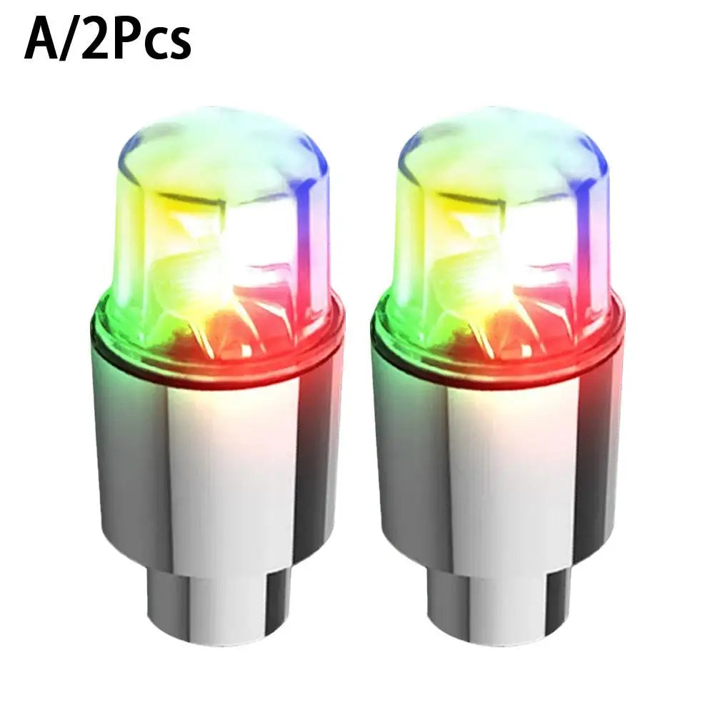 2pcs Car Wheel LED Flash Lights Tire Nozzle Valve Caps Luminous Warning Decorative Lamp Car Motorcycle Bike Wheel Accessories