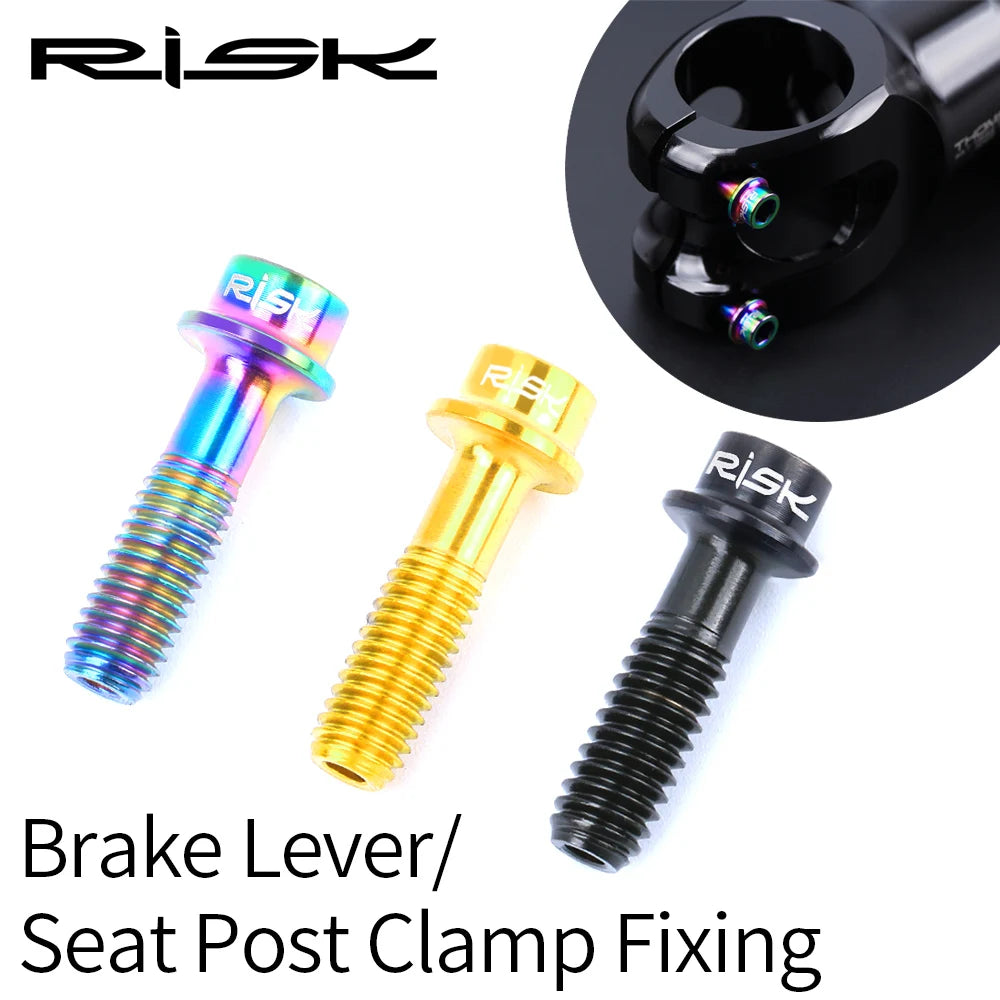 RISK 2PCS M5x18mm Bicycle Seat Post Clamp Screws Titanium Ti MTB Road Bike Brake Lever Fixing Bolts Front Derailleur Clip Screws