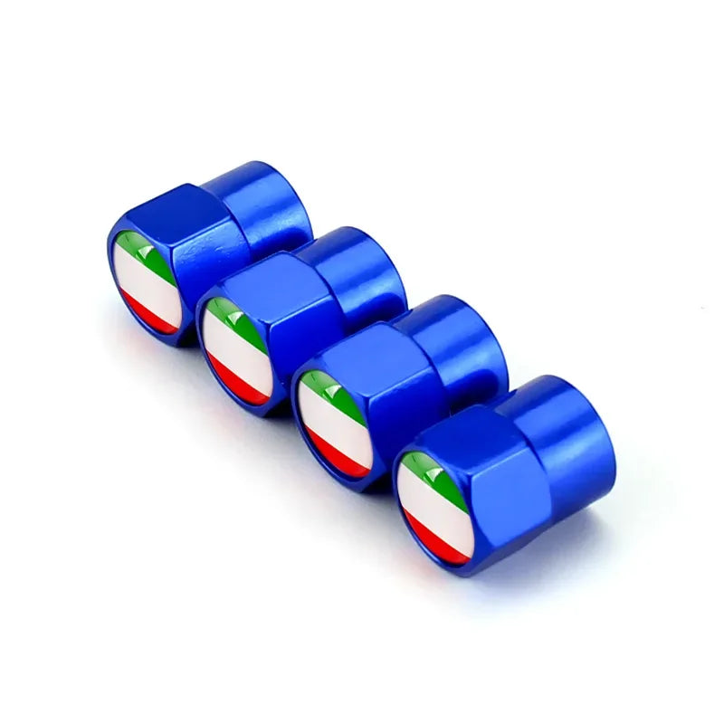 4PCS Italy Flag Car Wheel Tire Valve Caps Tyre Stem For Fiat Volkswagen Toyota Ford Peugwot Dacia Audi Jeep BMW Renault