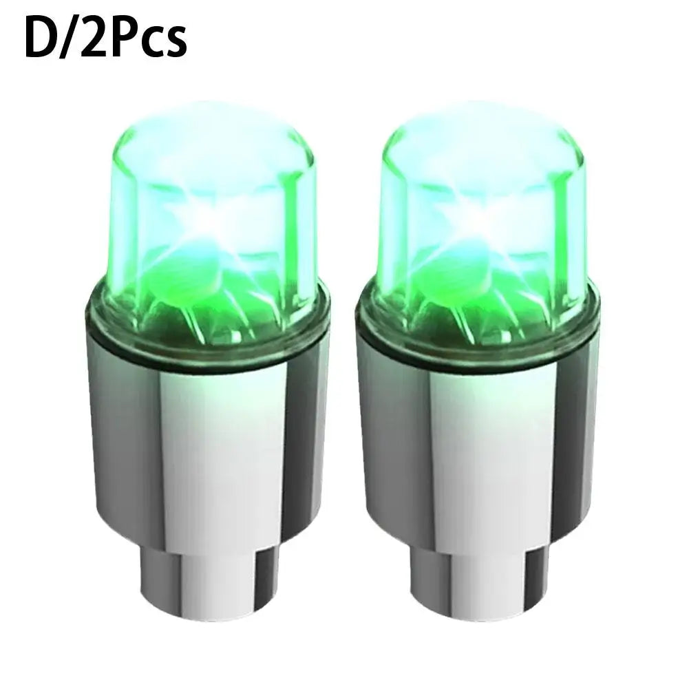 2pcs Car Wheel LED Flash Lights Tire Nozzle Valve Caps Luminous Warning Decorative Lamp Car Motorcycle Bike Wheel Accessories