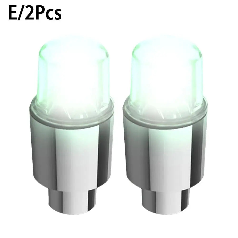 2pcs Car Wheel LED Flash Lights Tire Nozzle Valve Caps Luminous Warning Decorative Lamp Car Motorcycle Bike Wheel Accessories