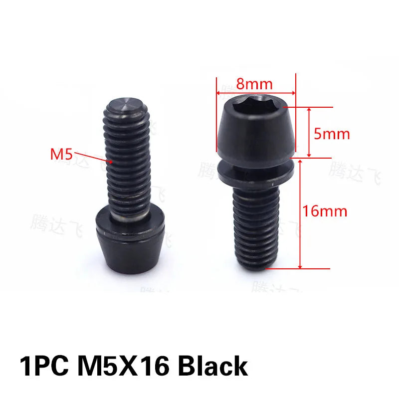 1PC Titanium Alloy TC4 Stem Screw Bicycle M5×16/18/20 mm Road Mountain Bike Refitting Accessories