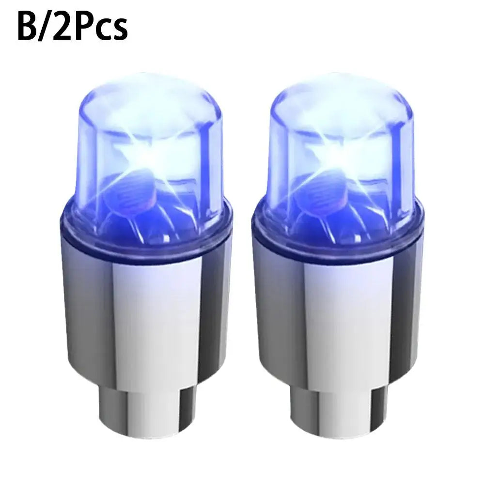 2pcs Car Wheel LED Flash Lights Tire Nozzle Valve Caps Luminous Warning Decorative Lamp Car Motorcycle Bike Wheel Accessories