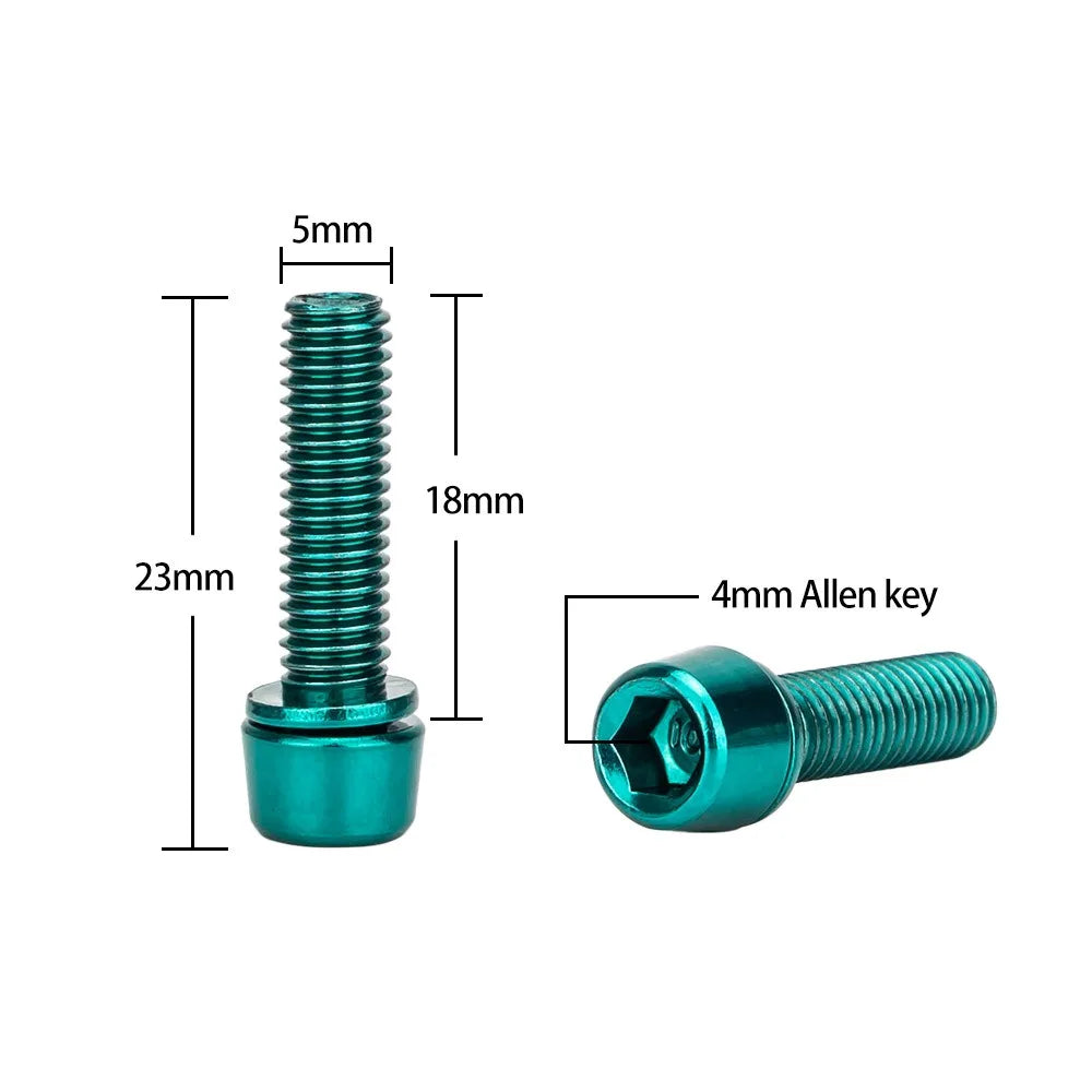 6PCS M5*18mm Bike Stem Bolts Titanium-plated Stainless Steel Bicycle Riser Screws Stable Hard