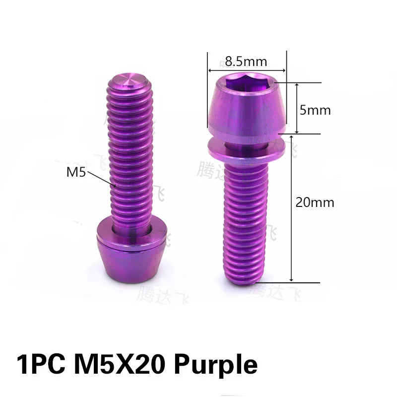 1PC Titanium Alloy TC4 Stem Screw Bicycle M5×16/18/20 mm Road Mountain Bike Refitting Accessories