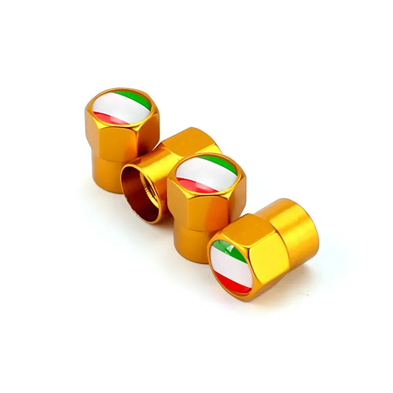 4PCS Italy Flag Car Wheel Tire Valve Caps Tyre Stem For Fiat Volkswagen Toyota Ford Peugwot Dacia Audi Jeep BMW Renault