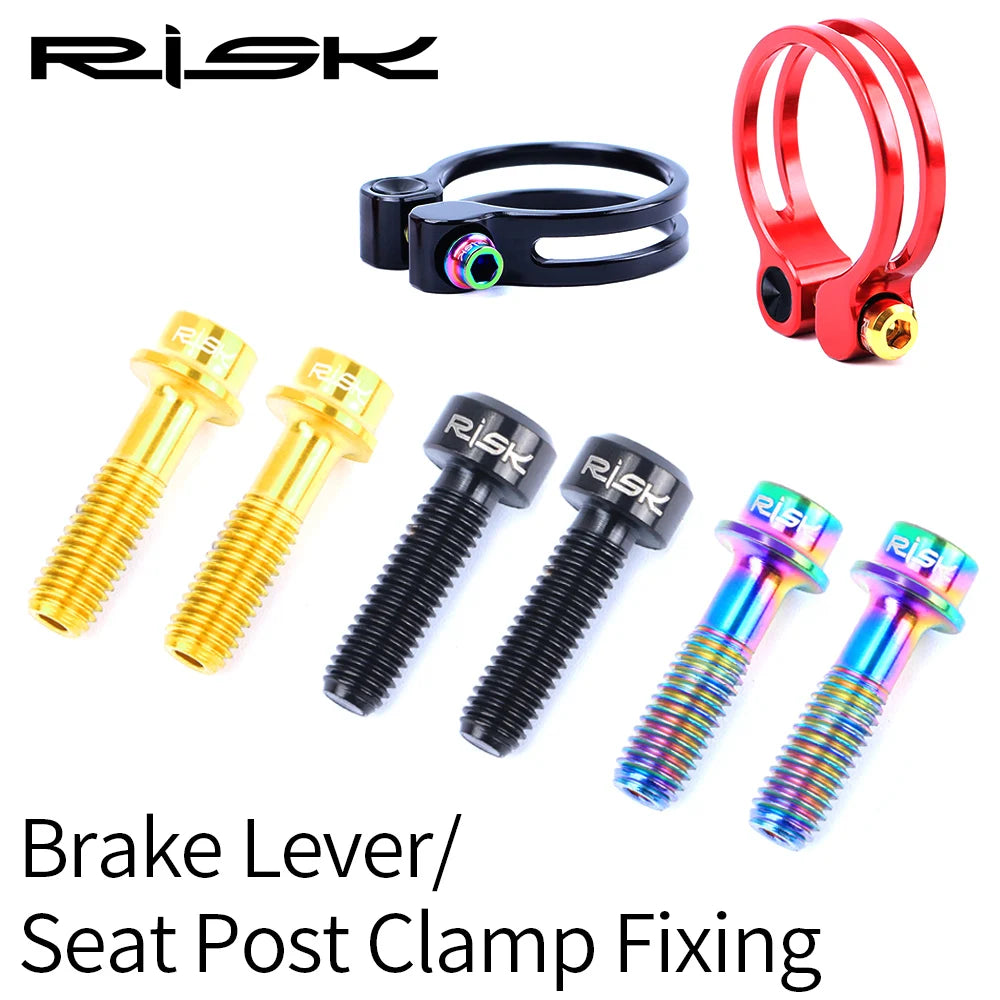 RISK 2PCS M5x18mm Bicycle Seat Post Clamp Screws Titanium Ti MTB Road Bike Brake Lever Fixing Bolts Front Derailleur Clip Screws