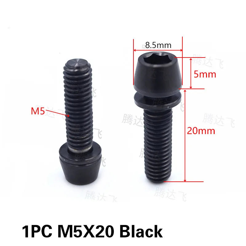 1PC Titanium Alloy TC4 Stem Screw Bicycle M5×16/18/20 mm Road Mountain Bike Refitting Accessories