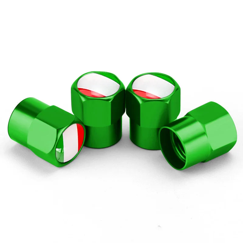 4PCS Italy Flag Car Wheel Tire Valve Caps Tyre Stem For Fiat Volkswagen Toyota Ford Peugwot Dacia Audi Jeep BMW Renault