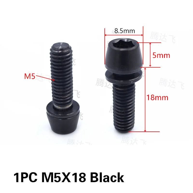 1PC Titanium Alloy TC4 Stem Screw Bicycle M5×16/18/20 mm Road Mountain Bike Refitting Accessories