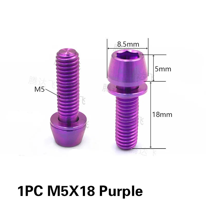 1PC Titanium Alloy TC4 Stem Screw Bicycle M5×16/18/20 mm Road Mountain Bike Refitting Accessories